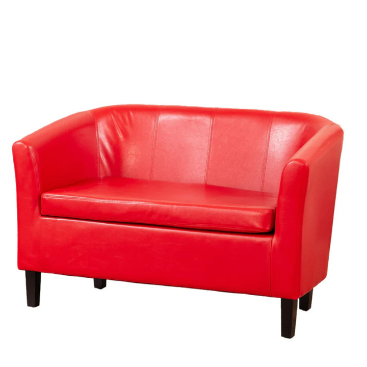 Monroe Red Faux Leather 2 Seater Tub Sofa – Bold Modern Seating