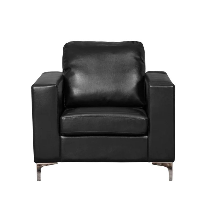 Benson Black Leather Armchair – Compact Modern Comfort