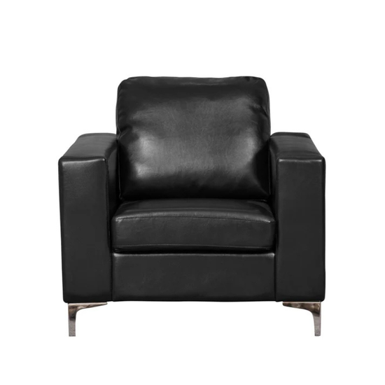 Benson Black Leather Armchair – Compact Modern Comfort