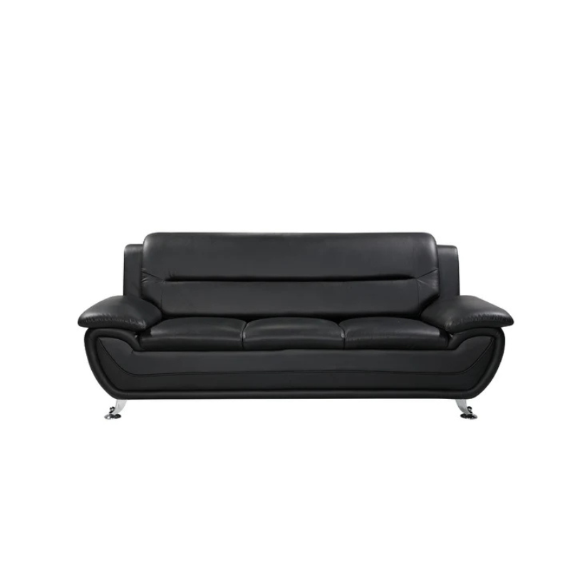 Brooklyn Black Leather 3 Seater Sofa – Sleek Modern Comfort