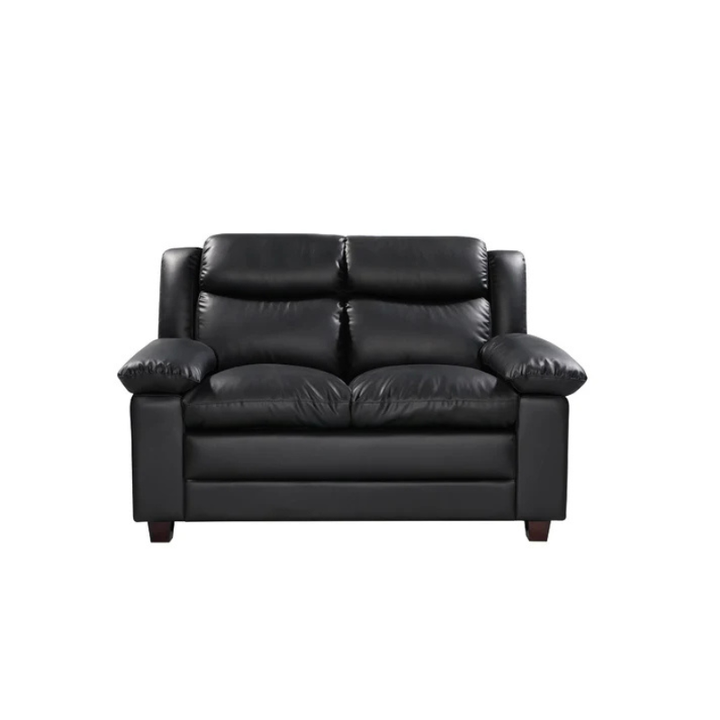 Bradford Black Leather 2 Seater Sofa – High Back Comfort Seating