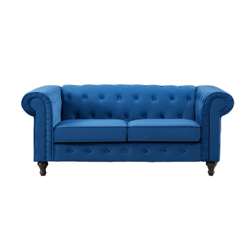Kensington Blue Velvet 2 Seater Chesterfield Sofa – Luxury Classic Style