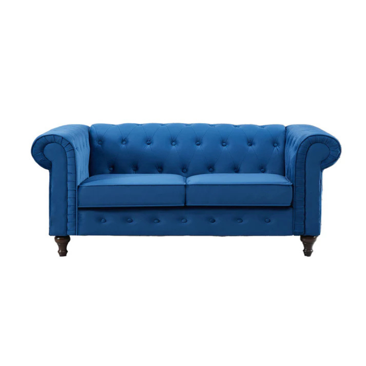 Kensington Blue Velvet 2 Seater Chesterfield Sofa – Luxury Classic Style