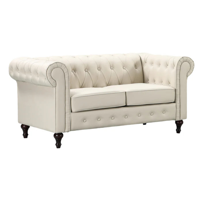 Kensington Cream Leather 2 Seater Chesterfield Sofa – Elegant Classic Seating
