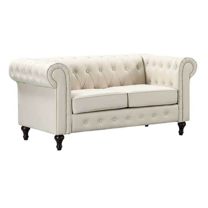Kensington Cream Leather 2 Seater Chesterfield Sofa – Elegant Classic Seating