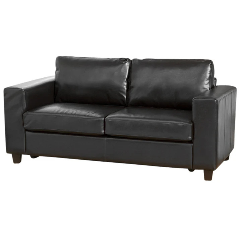 Bromley Black Leather 3 Seater Sofa – Classic Compact Comfort