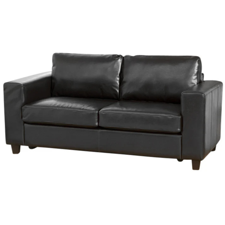 Bromley Black Leather 3 Seater Sofa – Classic Compact Comfort