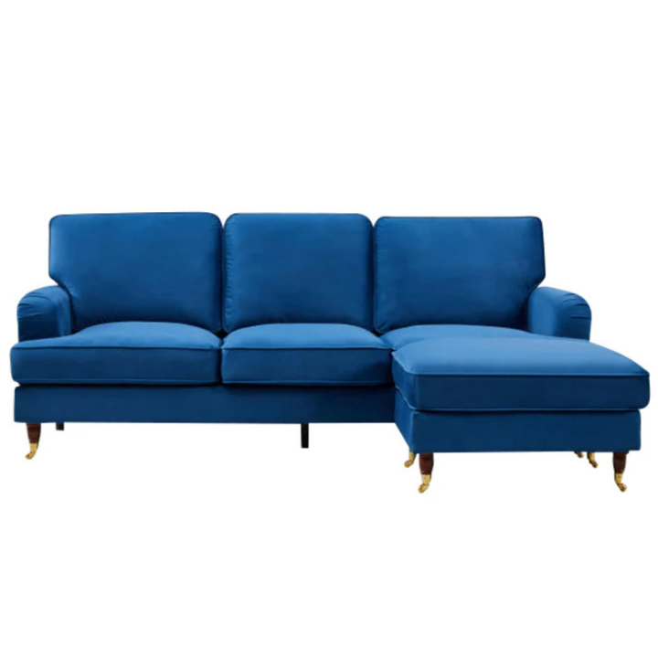 Mayfair Blue Velvet Reversible Corner Sofa – Luxury Flexible Comfort