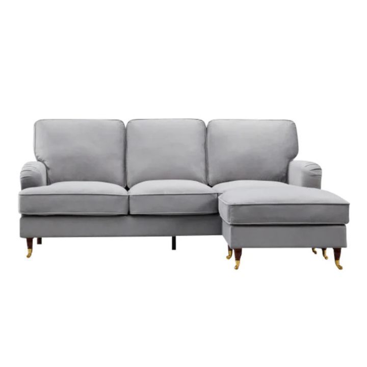 Mayfair Grey Velvet Reversible Corner Sofa – Modern Luxury Corner Sofa