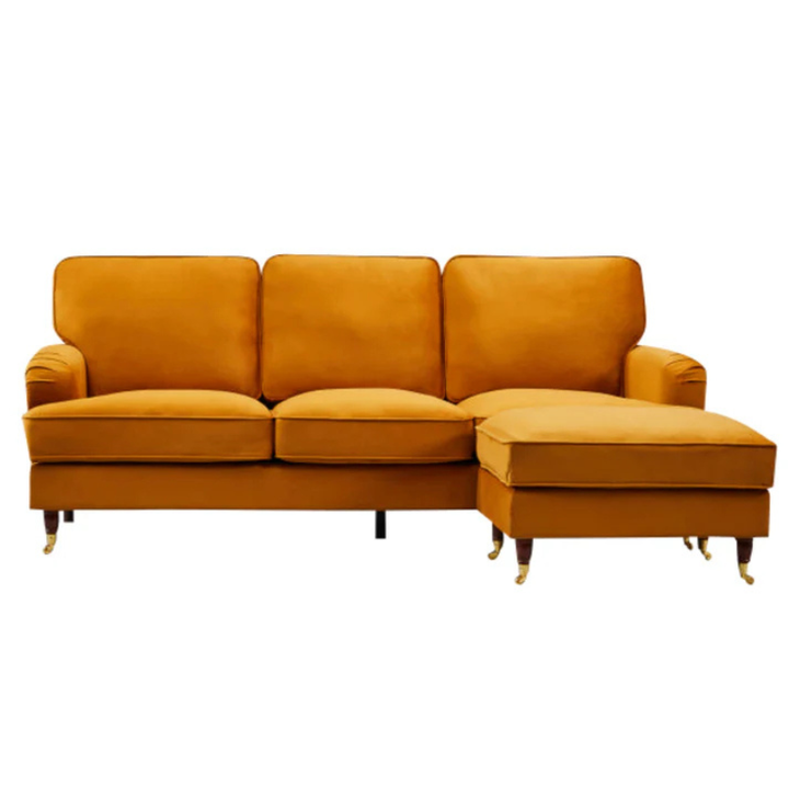 Mayfair Orange Velvet Reversible Corner Sofa – Bold Luxury Seating