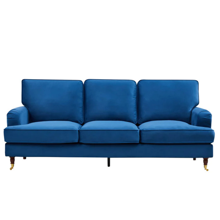Belgravia Blue Velvet 3 Seater Sofa – Luxury Deep Seat Comfort