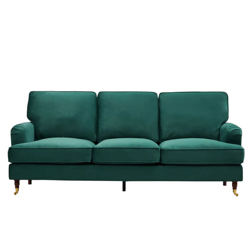 Belgravia Green Velvet 3 Seater Sofa – Elegant Spacious Seating
