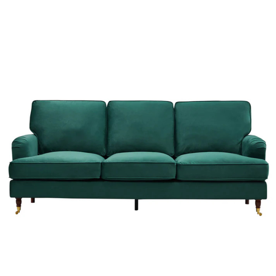 Belgravia Green Velvet 3 Seater Sofa – Elegant Spacious Seating
