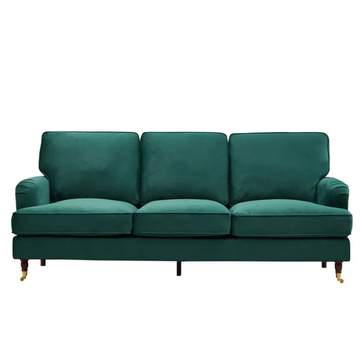 Belgravia Green Velvet 3 Seater Sofa – Elegant Spacious Seating