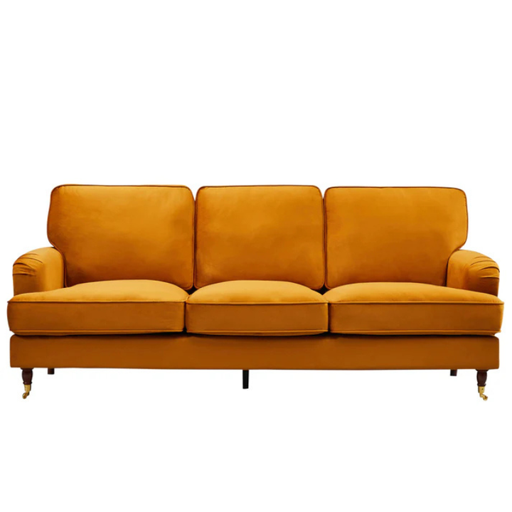 Belgravia Orange Velvet 3 Seater Sofa – Bold Luxury Comfort