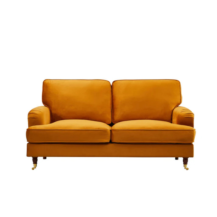 Belgravia Orange Velvet 2 Seater Sofa – Bold Luxury Comfort