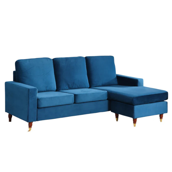 Chelsea Blue Velvet Reversible Corner Sofa – Stylish Flexible Comfort