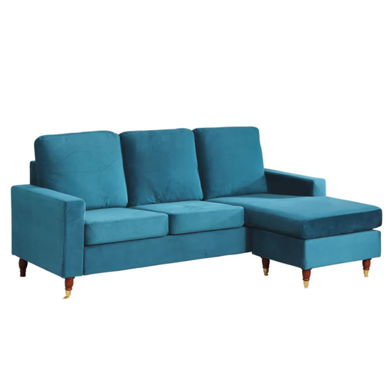 Chelsea Teal Velvet Reversible Corner Sofa – Luxury Modern Corner Sofa