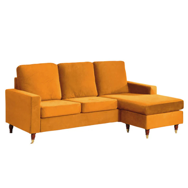 Chelsea Orange Velvet Reversible Corner Sofa – Bold Luxury Corner Sofa