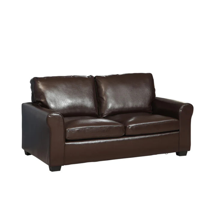Camden Brown Leather Sofa Bed – Compact Modern Guest Bed