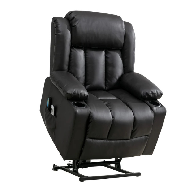Wellington Black Leather Dual Motor Lift Assist Recliner Chair
