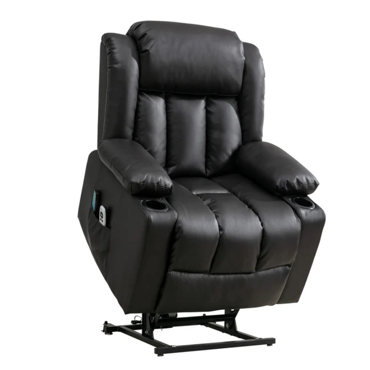 Wellington Black Leather Dual Motor Lift Assist Recliner Chair