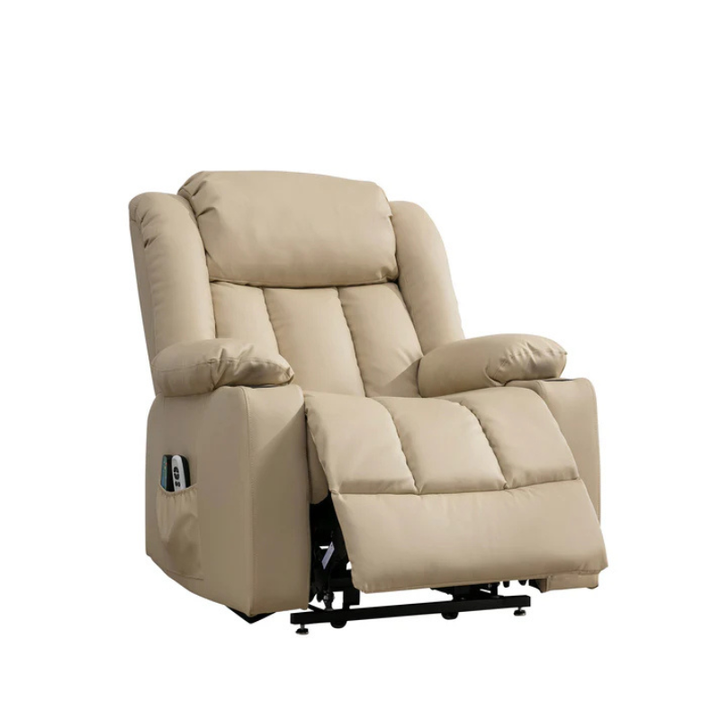 Wellington Cream Leather Dual Motor Lift Assist Recliner Chair