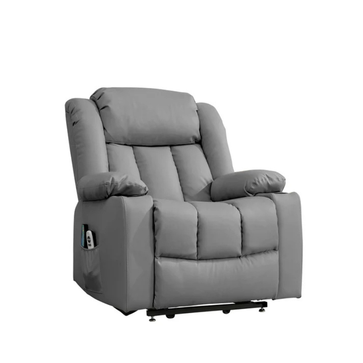 Wellington Grey Leather Dual Motor Lift Assist Recliner Chair