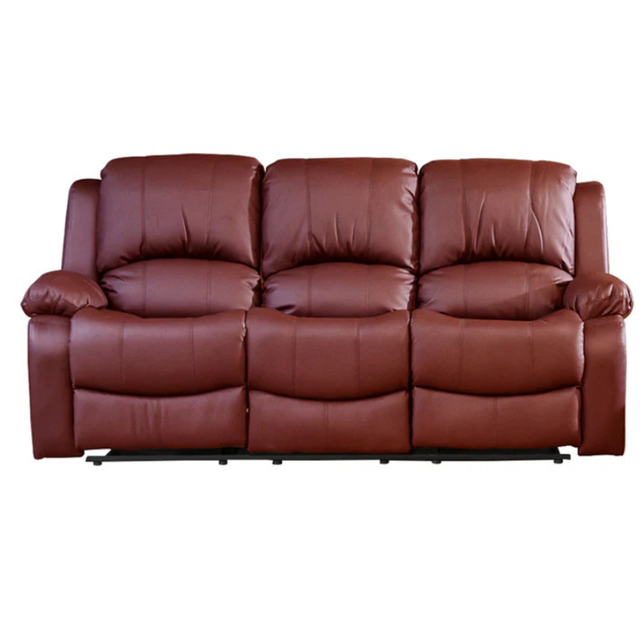 Kingsley Burgundy Leather 3 Seater Electric Recliner Sofa