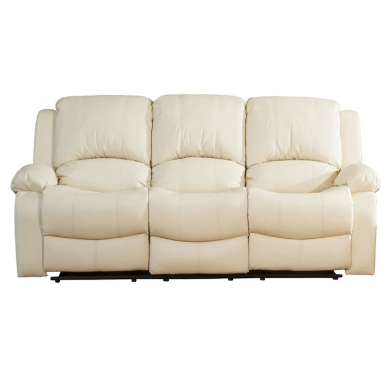 Kingsley Cream Leather 3 Seater Electric Recliner Sofa