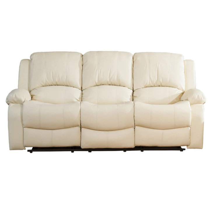 Kingsley Cream Leather 3 Seater Electric Recliner Sofa