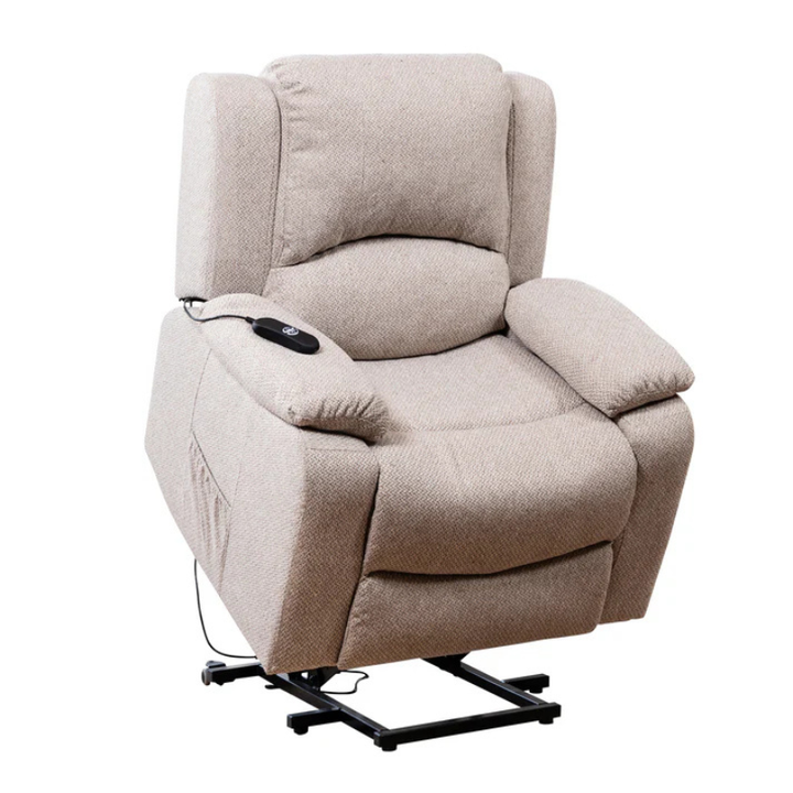 Hartford Beige Fabric Heat & Massage Lift Assist Recliner Chair