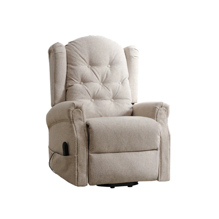 Kenswick Beige Fabric Heat & Massage Lift Assist Recliner Chair