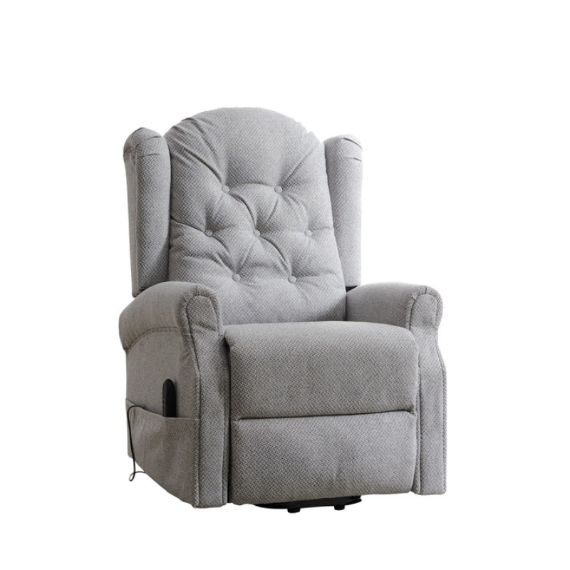 Kenswick Light Grey Fabric Heat & Massage Lift Assist Recliner Chair