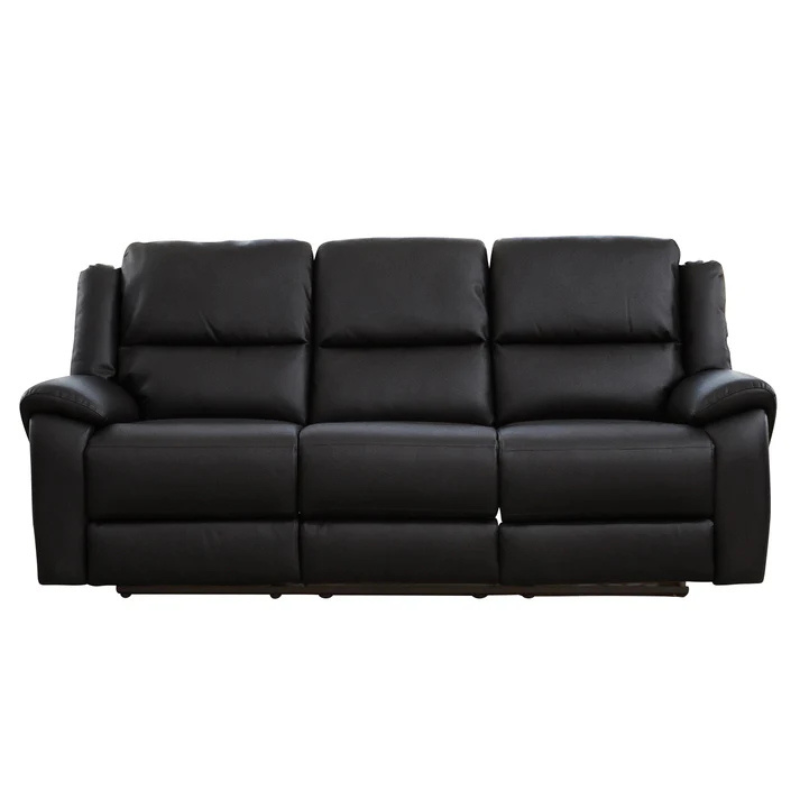 Dalton Black Leather 3 Seater Electric Recliner Sofa