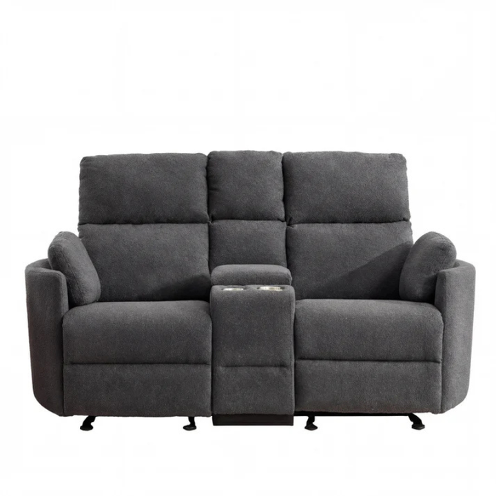 Oakland Dark Grey Boucle 2 Seater Rocker Recliner Sofa with Console