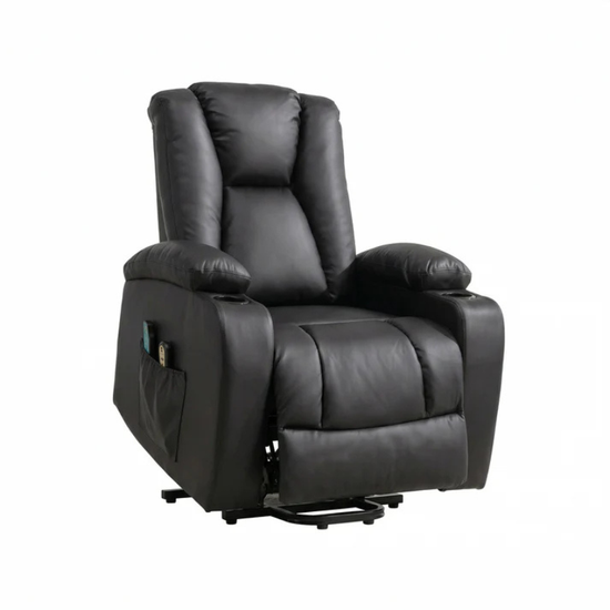 Windsor Brown Electric Lift Assist Riser Recliner Chair with Massage & Heat – Bonded Leather 1 Seater Recliner UK