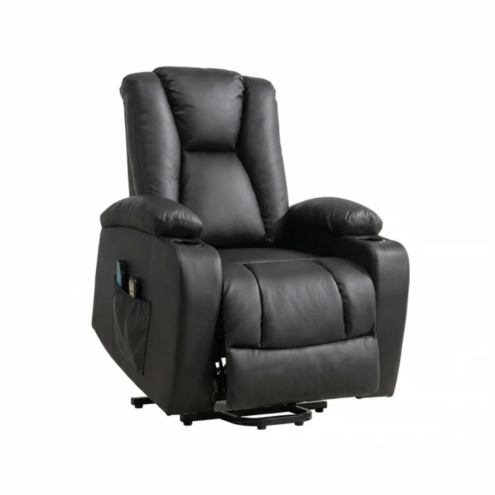 Windsor Brown Electric Lift Assist Riser Recliner Chair with Massage & Heat – Bonded Leather 1 Seater Recliner UK