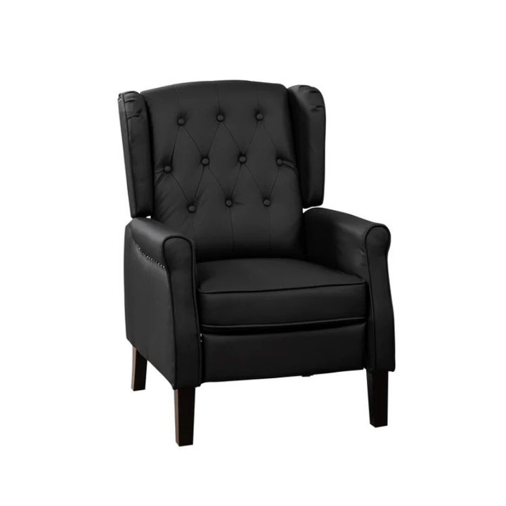 Ashford Black Leather Push Back Recliner Armchair