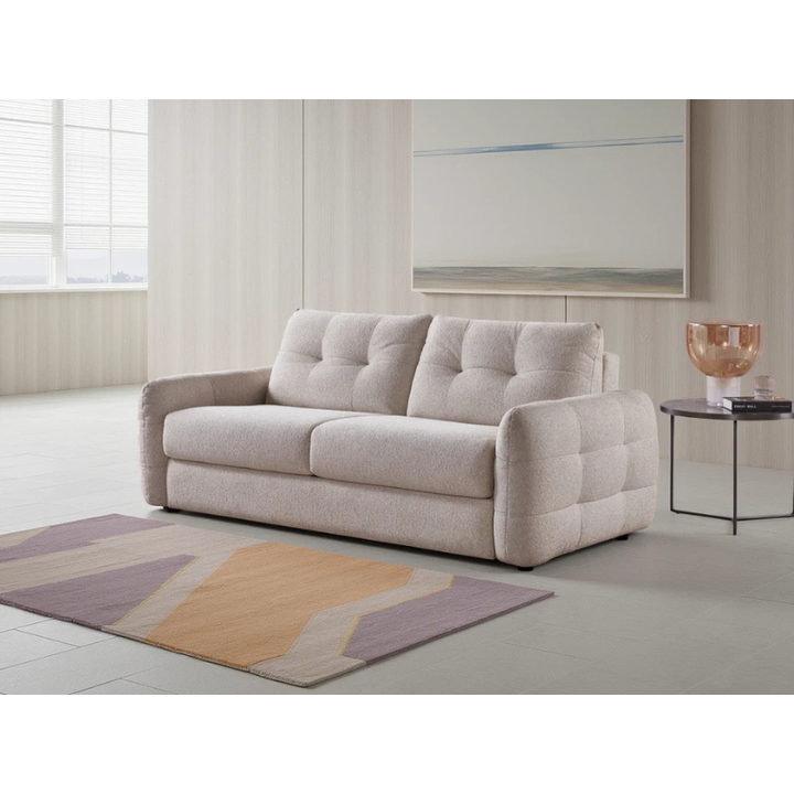 Athens Beige Sofa Bed 3 Seater – Pull Out Sleeper Sofa, Fabric Guest Bed