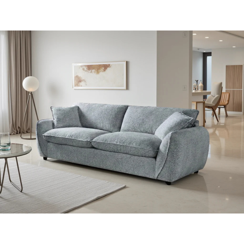Berlin Grey Sofa 3 Seater – Fabric Couch with Deep Cushions & Modern Design