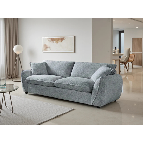 Berlin Grey Sofa 3 Seater – Fabric Couch with Deep Cushions & Modern Design