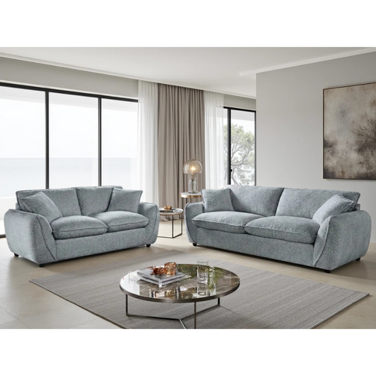 Berlin Grey Sofa Set 3+2 – Fabric Sofas with Deep Cushions & Modern Design