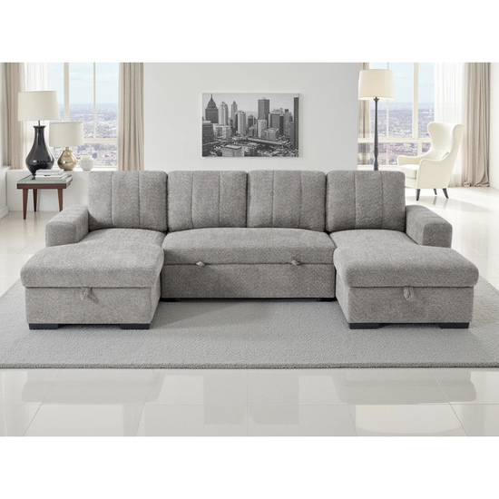 Como Grey U Shape Sofa Bed – Large Corner Sofa with Storage, Pull Out Bed & Chaise