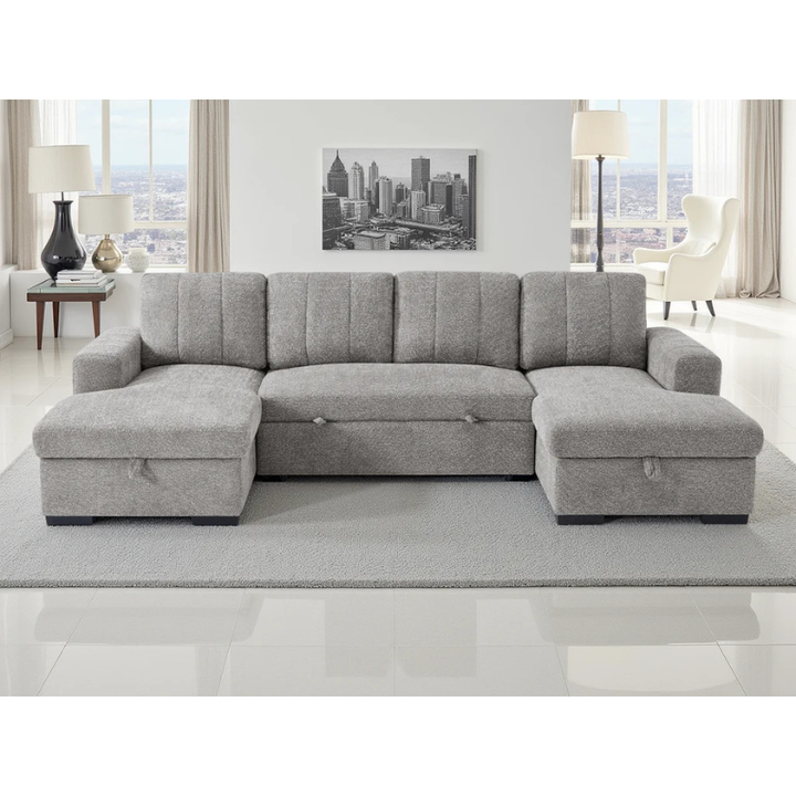 Como Grey U Shape Sofa Bed – Large Corner Sofa with Storage, Pull Out Bed & Chaise