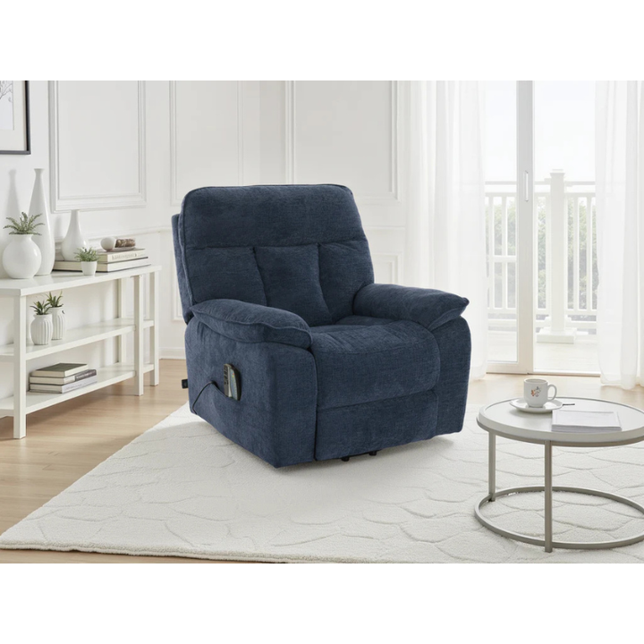 Cornwall Blue Rise & Recline Massage Chair – Electric Recliner with Heat, Fabric Armchair