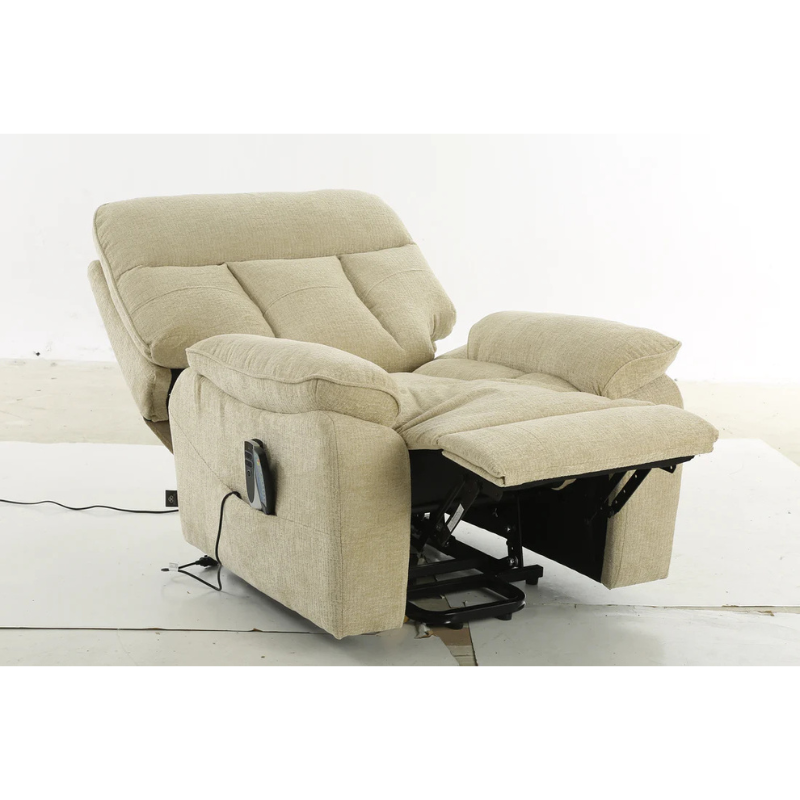 Cornwall Beige Rise & Recline Massage Chair – Electric Recliner with Heat, Fabric Armchair