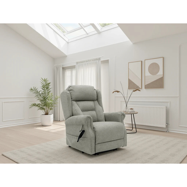 Fairmont Beige Rise & Recline Chair – Electric Recliner Armchair, Fabric Lift Assist Chair