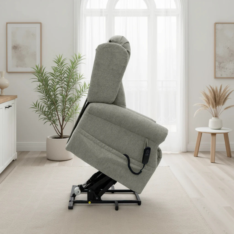 Fairmont Beige Rise & Recline Chair – Electric Recliner Armchair, Fabric Lift Assist Chair