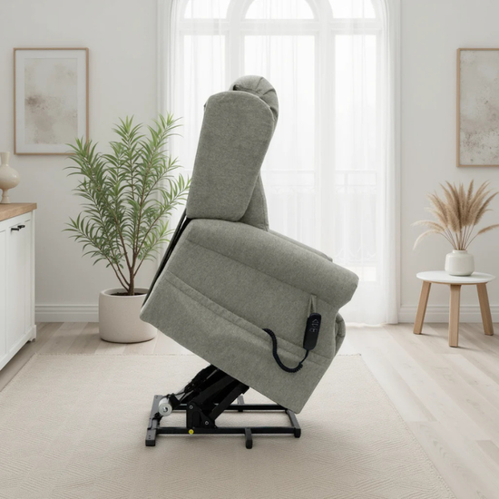 Fairmont Beige Rise & Recline Chair – Electric Recliner Armchair, Fabric Lift Assist Chair